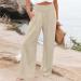 TUNUSKAT Women's Cotton Linen Wide Leg Palazzo Pants with Pocket - Medium, Khaki - Buy Online on SooperMarket.com