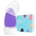 Facial Cleansing Brush by NEWDERMO Vibrating Silicone Face Scrubber - 2 Function Modes and 7 Speeds Rechargeable IPX7 Waterproof Face Brush for Deep Cleaning Pores Exfoliating and Massaging Purple
