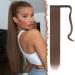 FESHFEN Straight Long Wrap Around Ponytail Extensions 28 Synthetic Hair Piece Clip in Ponytail Hair Extensions Hairpiece for Women Girls 28 Inch (Pack of 1) 12# Light Golden Brown-Wrap Around