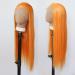 Orange Lace Front Wig - Long Straight Synthetic Hair for Black Women - Heat Resistant Fiber - Cosplay and Daily Wear - Buy Online on SooperMarket.com