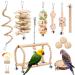 Parrot toys 13-part natural wood budgie toy toy swing ripen rods bird grinding climbing standing bird toys bird cage accessories for canary bird nymphensittish
