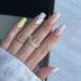 diduikalor Press on Nails Short French Tip Fake Nails Yellow Daisy Flowers Acrylic Glue on Nails Square False Nails Artificial Stick on Nails Full Cover Static Nails for Women 24Pcs style 02