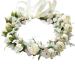 Hjhiwe adjustable wedding hair clerk flower headdress for women girl bride white rose bridal crown boho style rustic roses head bands with band for wedding family travel photography beige
