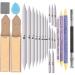 24 Pieces Blending Stumps and Tortillions Set with 2 Pcs Sandpaper Pencil Sharpener 1 Pencil Extension Tool 1 Eraser for Art Blenders Student Sketch Drawing kit