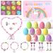 Unicorn Bath Bombs for Girls Kids with Surprise Inside  12+1 Pack Girls Bath Bombs with Jewelry Toys Inside and Mermaid Necklace  Pink Mermaid Dino Egg Bubble Bath Bomb Princess Bath Toys for Girls