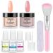 Lofuanna Dip Powder Nail Starter Kit-2 Colors Nail Dipping Powder with Base Top Coat Activator No UV/LED Needed 9Pcs Dip Powder Set DIY French Nail Art Manicure Set for Beginners (Nude Set)