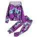 Hopeac 2 Piece Girls Tie Dye Clothes Set Cute Twist Front Tops Sweatshirts Hoodies Sweatpants Tracksuit Sweatsuits Outfits Purple & Green & Black 5-6 Years