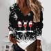 Women's Lightweight Christmas Print Sweatshirt - Loose Fit V Neck Pullover, Snowman Tree Design, Long Sleeve Top - Casual Crew Jersey - Wine (Small) - Buy Online on SooperMarket.com