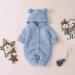 Knitted Hooded Romper Onesie | Baby Boy Girl Clothes | Long Sleeve | 0-6 Months | Light Blue-Hairball - Buy Online on SooperMarket.com