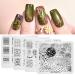 4PCS Nail Art Stamping Plates Set Christmas Flower Grid Multi-Pattern Design Stamping Image Stencil Template with 1 PC Polish Stamper 1-4p