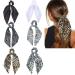 Funlovin Scrunchies Scarf Hair Ribbon Ties Black White 2 in 1 Chiffon/Silk Ponytail Scarves Scrunchie Long Tail Bowknot Hair Elastic Vintage Solid Color/Floral/Cheetah-print Scrunchy for Women(6pcs) Style 1