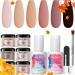 Modelones 6 Colors Dip Powder Nail Kit Starter, 12Pcs Fall Winter Nude Brown Neutral Skin Tone Acrylic Dipping Powder System Liquid Set with Base & Top Coat Activator Dip Nail Kit French Nail Art Beginner Manicure DIY Salo