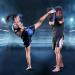 Flexzion Blue Curved Muay Thai Kick Pad for MMA, Karate, Taekwondo - Adjustable Forearm Strap - Buy Online on SooperMarket.com