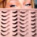 14 Pairs Half Lashes Natural Look with Clear Band Cat-Eye Lashes Wispy Fluffy Accent False Eyelashes 2 Styles Mixed 3/4 Corner Lashes Reusable Soft DIY Cluster Lashes Pack by Heracks(38+62) HFS38+HFS62