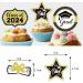 2024 Graduation Cupcake Toppers - 12Pcs Glitter Black Gold Class of 2024 Congrats Grad 2024 Cap Diploma Cupcake Picks Graduation Cake Decorations for 2024 Graduation Party Supplies - Buy Online on SooperMarket.com