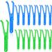Chengu 16 Pieces Dental Floss Holder Reusable Flosser Reusable Floss Handle Holder Flossmate Handle for Oral Clearing (Blue Green)