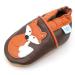 Dotty Fish Soft Leather Baby Shoes for Boys. Toddler Shoes. Non Slip. Animal Designs for Boys and Girls. 0-6 Months - 4-5 Years 3-4 Years Brown and Orange Fox