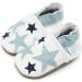 Dotty Fish Soft Leather Baby Shoes | Boys' Toddler Shoes with Non-Slip Suede Soles | Blue Stars Design | 0-6 Months - 4-5 Years - Buy Online on SooperMarket.com