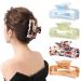 HAYHOI 4PCS Hair Claw Clips Celluloid French Butterfly Jaw Tortoise Shell Grip Pin Teeth Clamp -Leopard Print Stylish Hair Accessories for Women Girls Thick Thin Curly Straight Long Hair Motley 1B