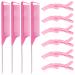 10Pcs Rat Tail Combs Set 4Pcs Hair Parting Comb and 6Pcs Alligator Styling Sectioning Clips Carbon Fiber Combs Heat Resistant Teasing Combs Salon Home Stylist Braiding Comb 10Pcs/Set(B)