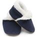 Dotty Fish Suede Baby Slippers | Warm Fleece Lined | Non-Slip Soft Sole for Boys and Girls | Navy | 2-3 Years - Buy Online on SooperMarket.com
