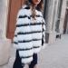 Women's Elegant Cropped Faux Fur Party Coat - Black & White Stripe Colorblock - Size XL - Buy Online on SooperMarket.com