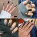 24Pcs Medium Tip Matte Black Frosting Leopard False Nails - Short Press Full Cover Fake Nails for Women and Girls - Buy Online on SooperMarket.com