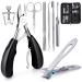 Jupeli professional footnail nail clip set sharp nail tongs for thick & ingrown toenails stainless steel pedicure foot care nail clipper 8PCs manicure set with nail scissors nail shapers nail files black