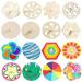 Liuer 24pcs roundabout made of wood wooden circle wooden toy wooden toy children's birthday guest gifts guest gifts made of wooden for my part of my birthday (paint colors)