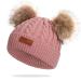 Baby Pom Pom Hat Infant Winter Hats Toddler Winter hat Crochet Fur Hairball Beanie Cap Baby Boys Girls Hat One Size Dark pink