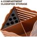 Professional Salon Scissor Shear Holder Box - Brown Wooden Desktop Storage for Hairdressers & Groomers | 4-Grille Sponge Holder with Comber Clips Stand - Buy Online on SooperMarket.com