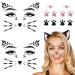 Cat Face Gems Face Jewels for Women kids Face Rhinestones Stick on cat whiskers costume accessory for face Rave Accessories Body Gems Cat Halloween Makeup 4 Sheets