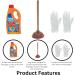 Drain Unblocker Set - Bundle Includes Duzzit Unblocker Liquid Sink Toilet Plunger and Pair of Gloves - Heavy Duty Set Clears blocked Drains Sink Bath and Showers - Buy Online on SooperMarket.com
