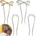 4 PACK Pearl Rhinestone U Shape Hair Fork Sticks Updo Hair Bun Chignon Wedding Hair Pins Hair Styling Tool Bridal Hair Accessories for Women and Girls Pearl Bow-knot