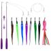 Retractable Cat Toy Wand, 11 Packs Interactive Cat Feather Toys, 7 Worms and 1 Fish Teaser Assorted Cat Teaser Refills with Bell, Include 1 Replacement Line, Fun Toy for Cat Exercise