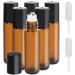 LotFancy 6pc 10ml Roller Bottles for Essential Oils, Amber Glass Empty Bottle with Stainless Steel Roller Balls, Leakproof Roll on Perfume Bottles, Includes 2pc 4ml Droppers Amber (Pack of 6)