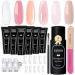 Lofuanna Poly Gel Nail Kit-6 Colors Nude Pink Set Poly Nail Gel Nail Starter kit Nail Extension Gel With 120ml Slip Solution 120Pcs Nail form Nail Strengthen Gel Nail Gel Kit DIY for Beginners 001-NUDE PINK