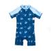 BONVERANO Baby Boy All-in-one Sunsuit/Swimsuits upf 50+ Sun Protection S/S Swimming Costume with Cap. 18-24 Months Coconut Tree