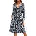 OUGES Women's Spring Casual Midi Dress Long Sleeve V-Neck Floral Ladies Wrap Dress with Pockets L Leopard02
