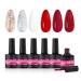 Beauty7 UV Nail Polish Set 6 Colours 7 ml Manicure Gift for Beginners Nail Art Salon DIY Gel Polish Shellac Nail Polish UV Gel Set for Nail Design Ruby Rose
