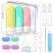 90ml x 4 silicone travel bottles set travel bottles for filling toilet items 17 pieces portable travel container for shampoo lotion leak -proof refilled TSA tested and bpa free 90ml yellow green pink purple