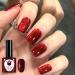 Red Gel Nail Polish Glitter Dark Red Burgundy Cherry Red Gel Polish Soak Off LED/UV Lamp Manicure Long Lasting Gel Nail Varnish for Christmas Women Nail Art Salon DIY Home