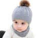 Yinuoday 2PCS Toddler Baby Knit Hat Scarf Winter Warm Beanie Cap with Circle Loop Scarf Neckwarmer Grey