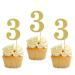Rsstarxi 36 Pack 3rd Birthday Cupcake Toppers Gold Glitter Age Three Number 3 Cupcake Picks Third Birthday Cake Decorations for Baby Shower Birthday Anniversary Party Decorations Gold Number 3