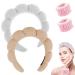 Spa Headband for Washing Face Makeup Headband Bubble Skincare Headbands with Face Wash Wristbands Terry Cloth Headband Soft Puffy Headband for Women Gifts Neutral