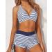 Yonique 3 Piece Tankini Swimsuit Set - Blue/White, Large | Women's Swim Tank Top with Boy Shorts and Bra | Athletic Swimwear - Buy Online on SooperMarket.com