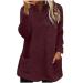 AMhomely Ladies Womens Soft Teddy Fleece Hooded Jumper Plus Size Double Fleece Casual Hoodies With Pocket V Neck Soft Fleece Hooded Sweatshirts Plain Pullover Tops Winter Lightweight Lounge Tops 04 Wine L