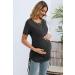 Sosolism 4 in 1 Maternity Nursing Dress - Short Sleeve Side Drawstring Top - Carbon Gray - Buy Online on SooperMarket.com
