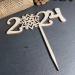 2024 Wooden Cake Topper | New Year's Eve Cake Decoration | Perfect for Celebrations - Buy Online on SooperMarket.com