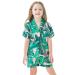 SWOMOG Kids Silk Pyjamas Girls Boys Short Sleeve Satin PJs Sets Button-Down Silky Nightwear Children Sleepwear Teens Age 4-16 4-5 Years Pink Leaves